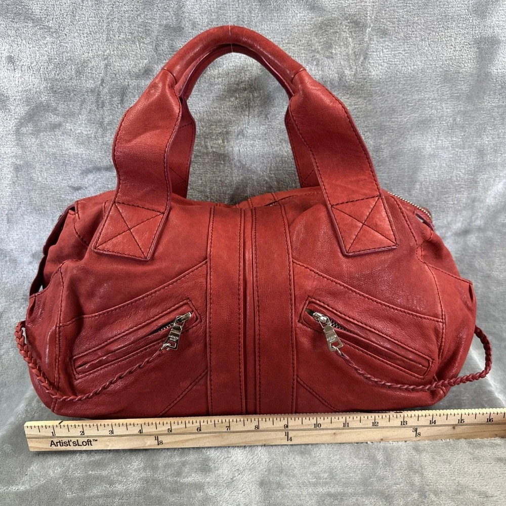 Andrew Marc Hobo Bag Purse Red Leather Distressed Rebel Sydney